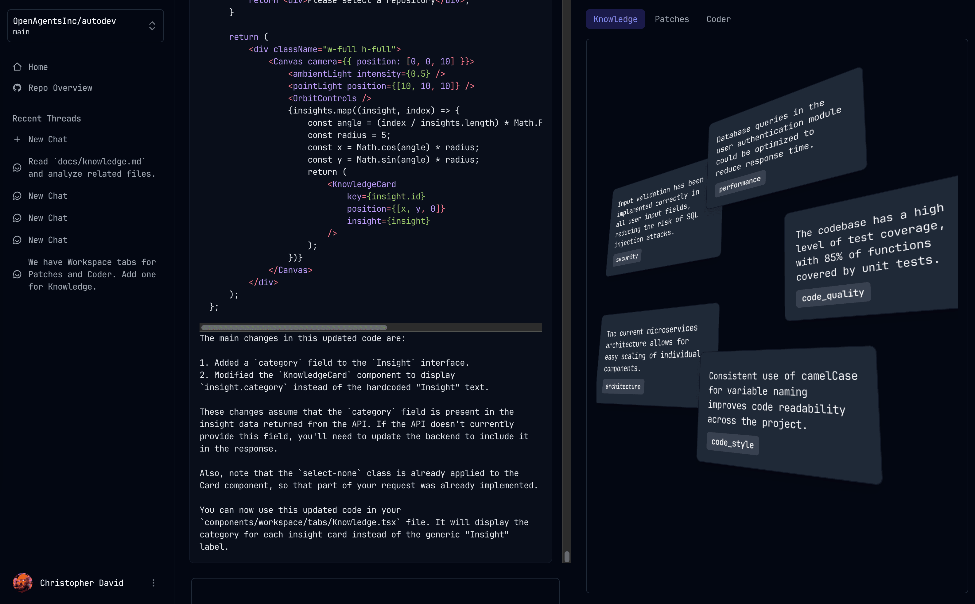 A preview of the Database web app